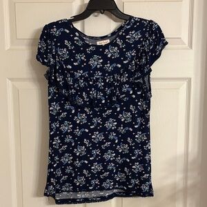 Red Camel Navy Blue Floral Short Sleeve Top